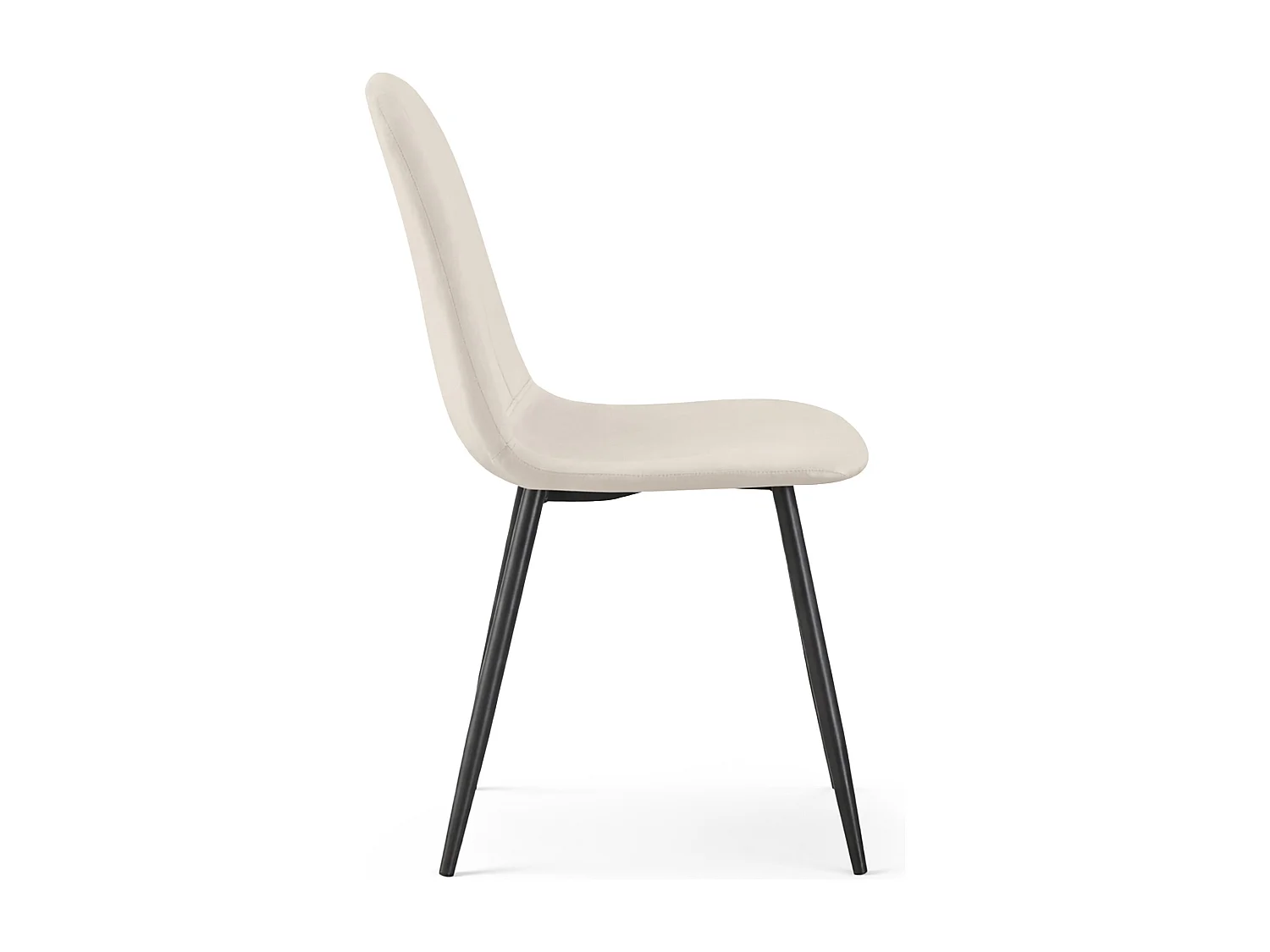 Lot de 8 Chaises en velours matelassées LUMO Beige pieds noirs
