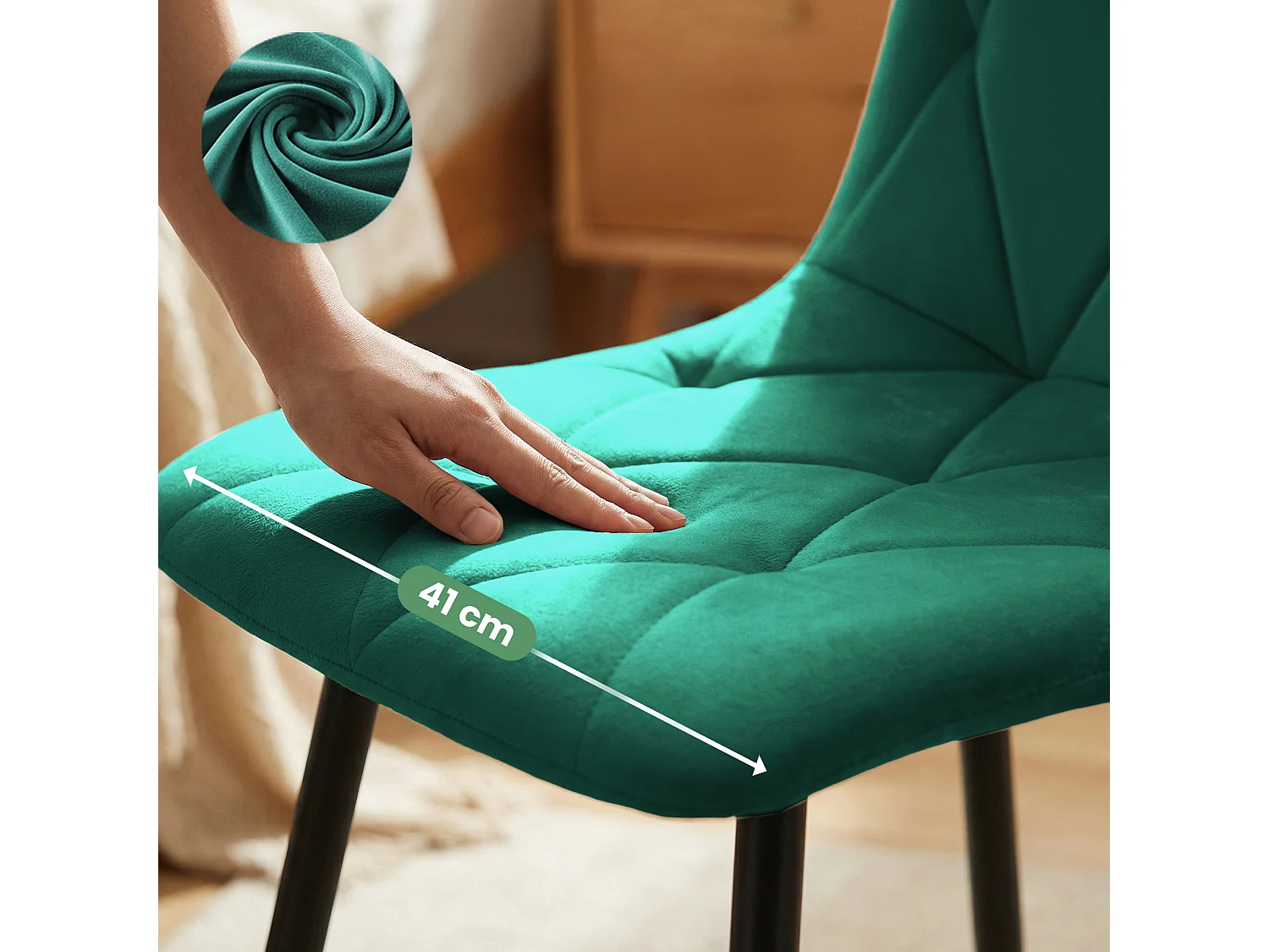 Conjunto de 2 Cadeiras estofadas MILO Verde Garrafa com pernas pretas