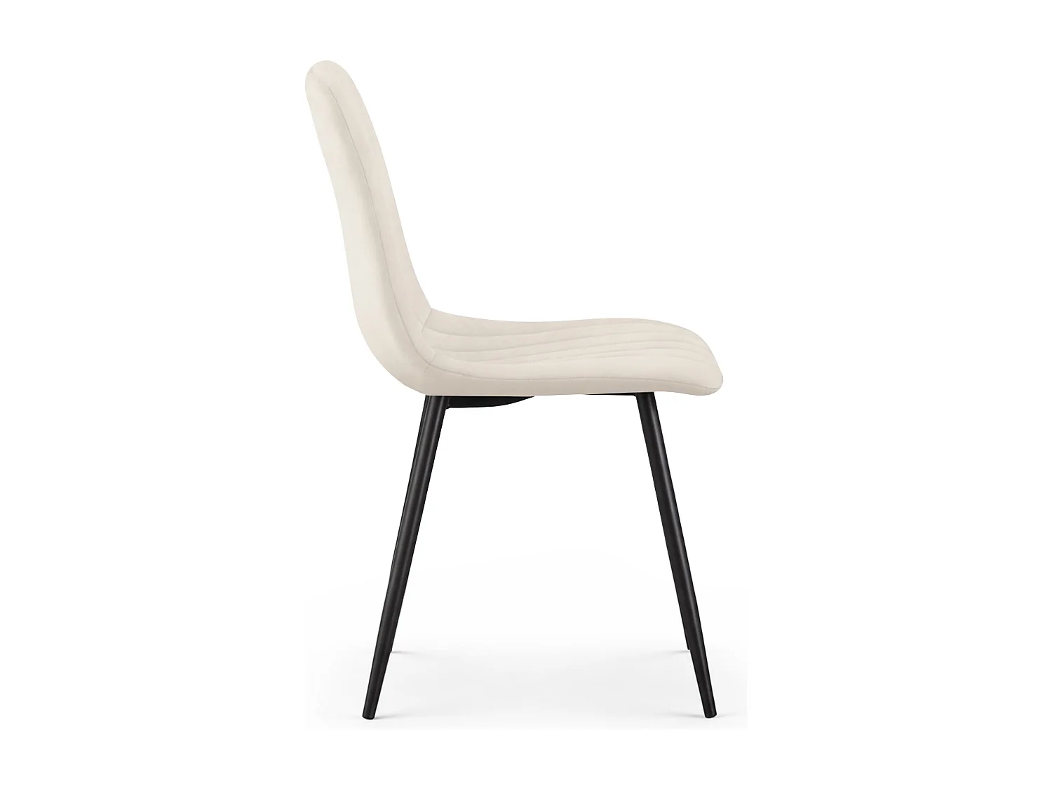 4er Set Samt-Polsterstühle, gesteppt LIVO Beige mit schwarzen Beinen