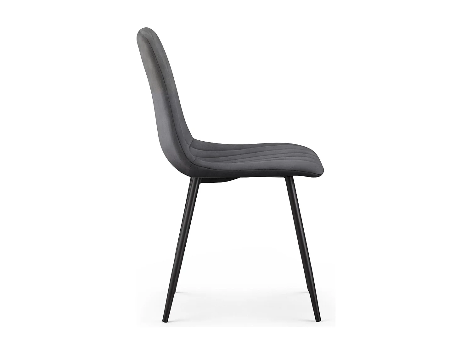 Lot de 4 Chaises en velours matelassées LIVO Graphite Foncé pieds noirs