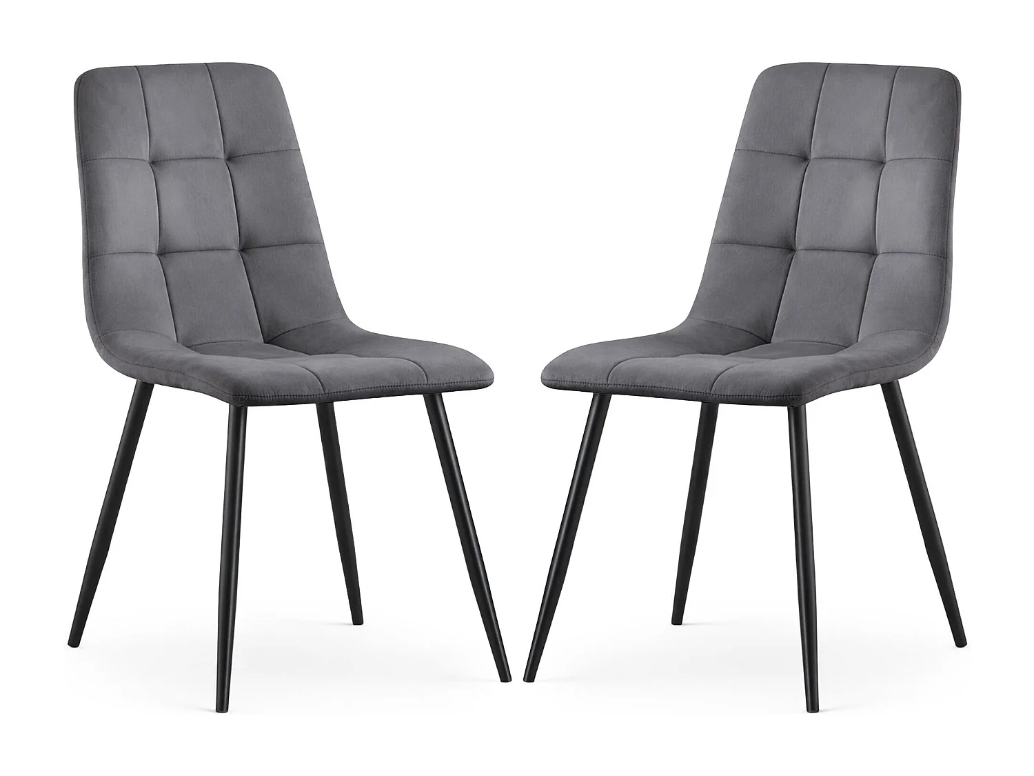 Set van 2 Eetkamerstoelen NERO / Gestoffeerde Stoelen / Fluwelen Stoelen en Metalen Poten / Antraciet met zwarte benen