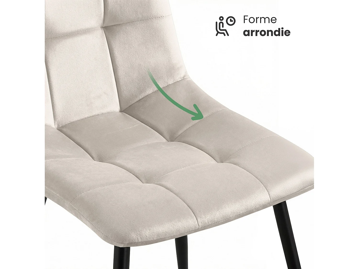 6x Welurowe krzesło tapicerowane pikowane Beżowe NERO Czarne nogi