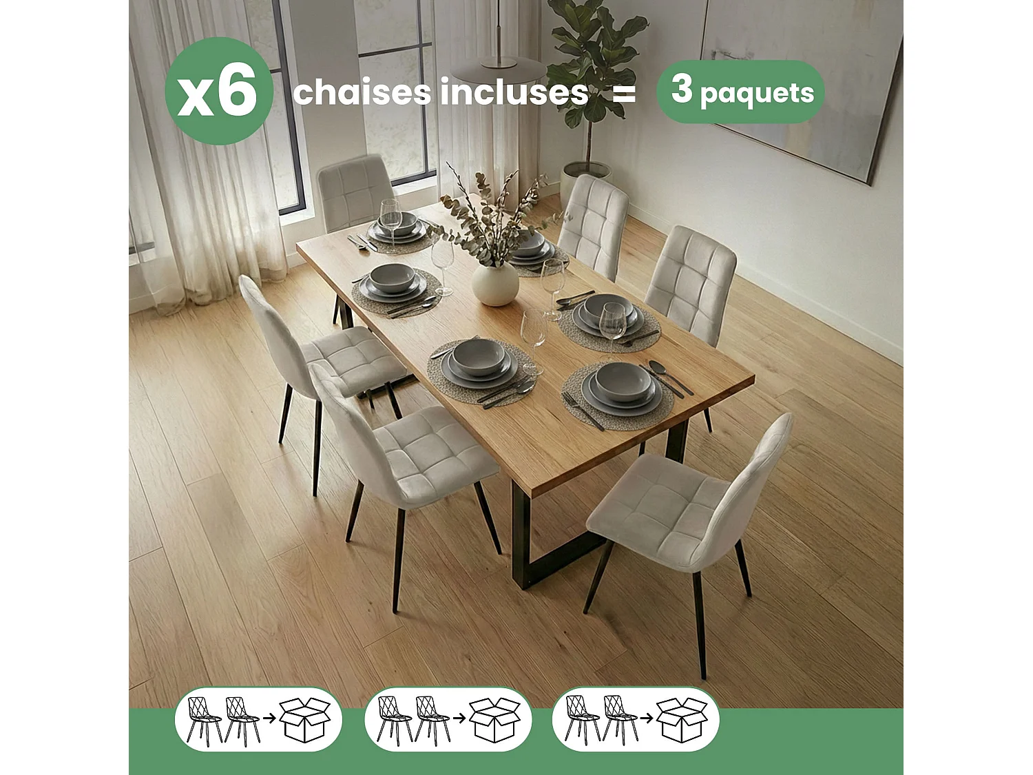 6x Welurowe krzesło tapicerowane pikowane Beżowe NERO Czarne nogi