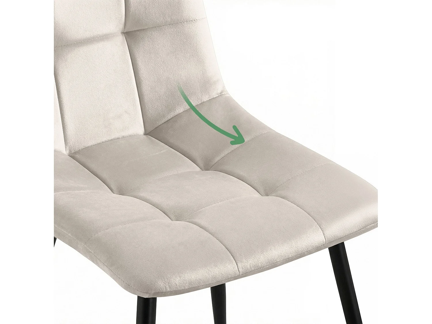 Set van 6 Eetkamerstoelen NERO / Gestoffeerde Stoelen / Fluwelen Stoelen en Metalen Poten / Beige met zwarte benen