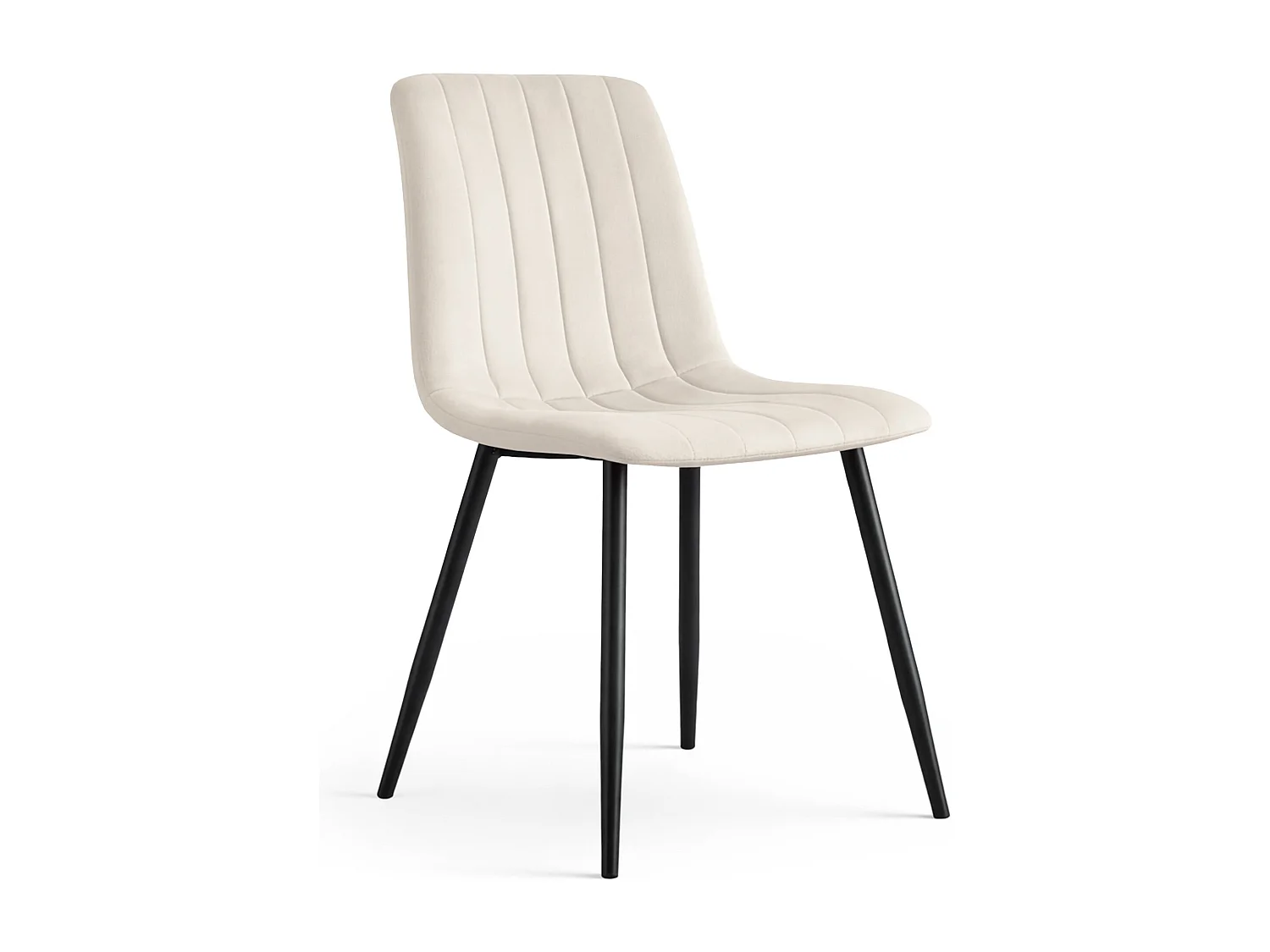 Chaise en velours matelassée LIVO Beige pieds noirs