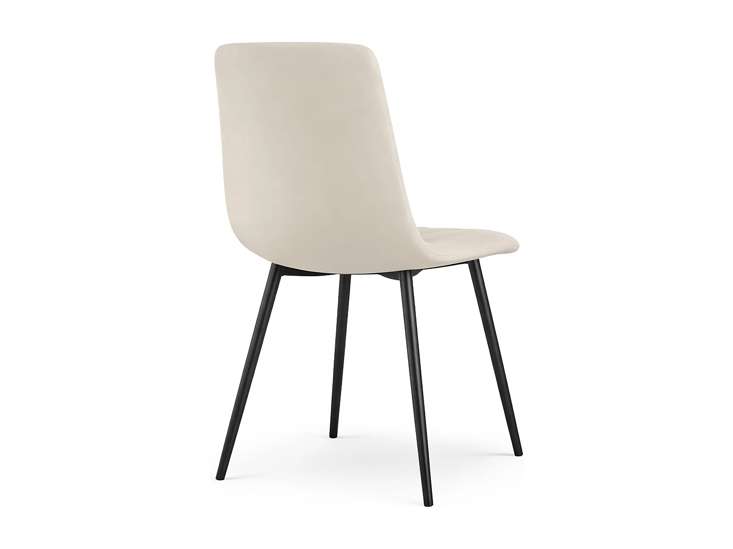 Chaise en velours matelassée LIVO Beige pieds noirs