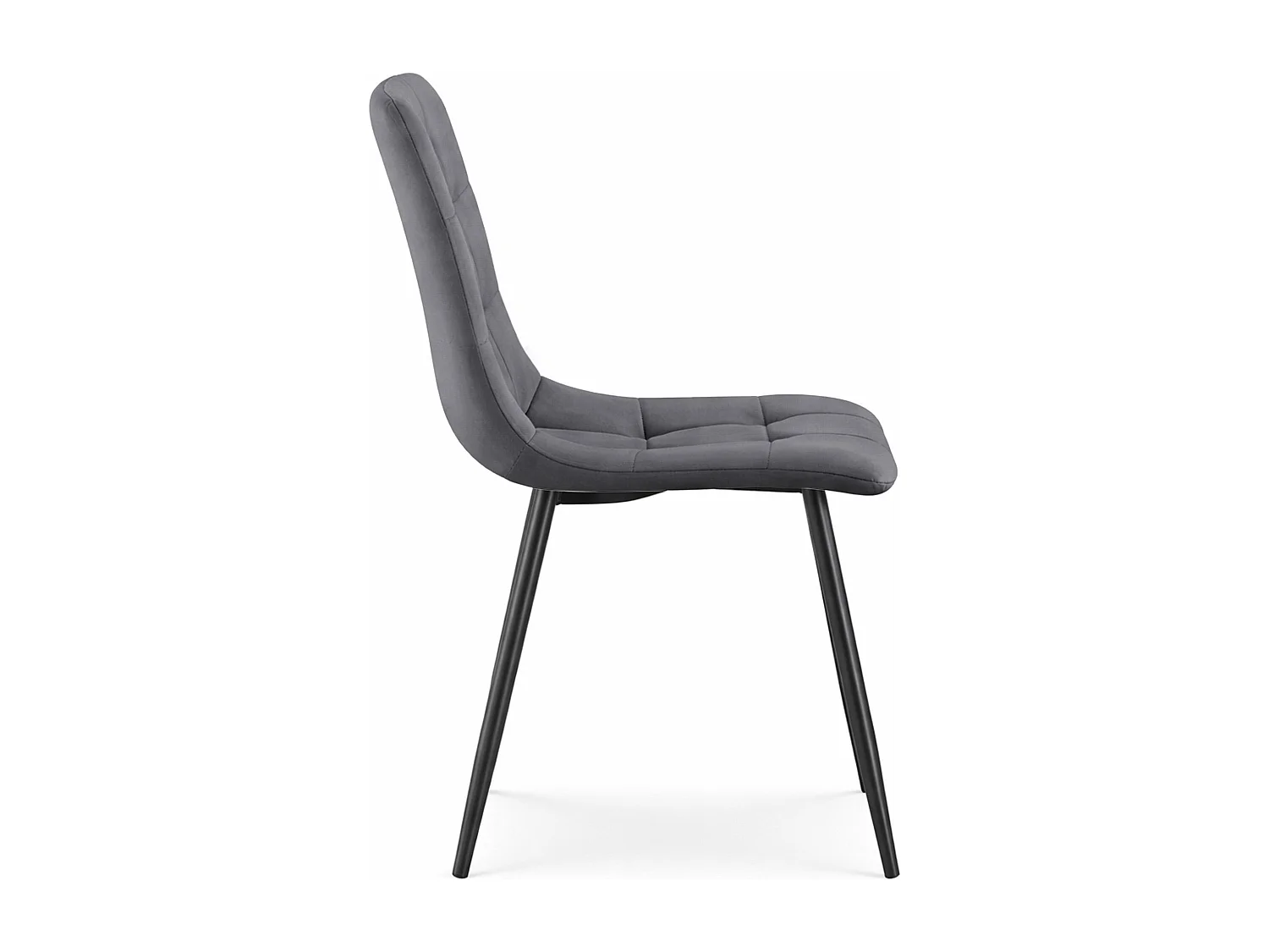 Set van 6 Eetkamerstoelen NERO / Gestoffeerde Stoelen / Fluwelen Stoelen en Metalen Poten / Antraciet met zwarte benen
