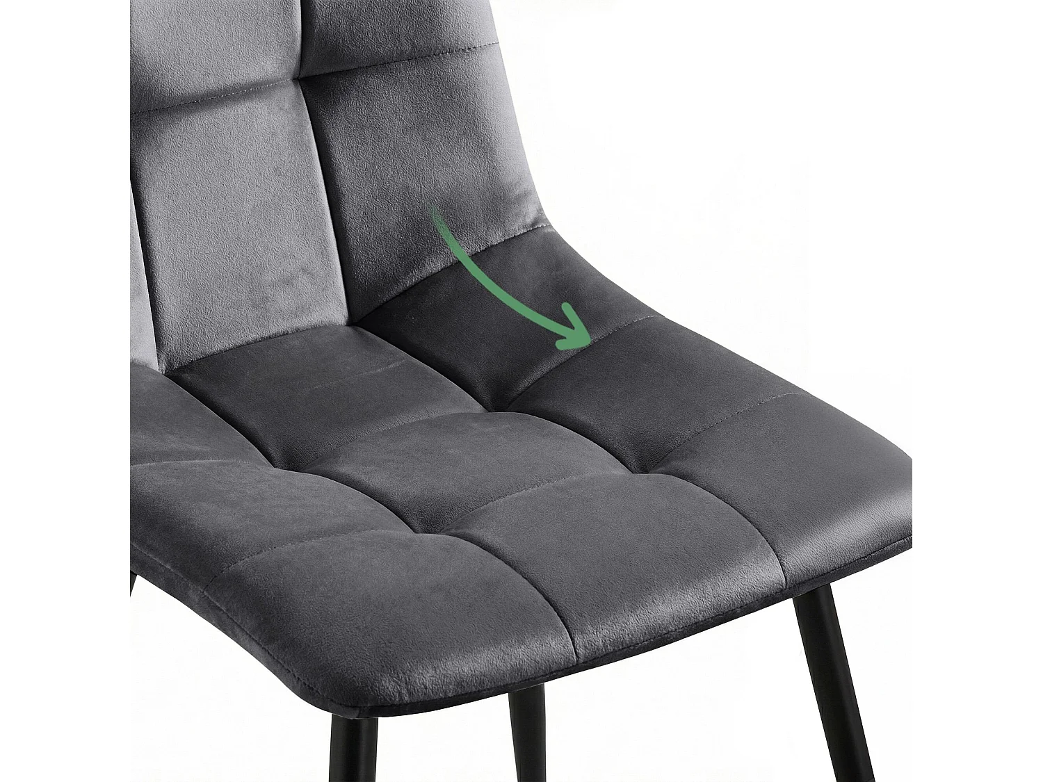 Set van 6 Eetkamerstoelen NERO / Gestoffeerde Stoelen / Fluwelen Stoelen en Metalen Poten / Antraciet met zwarte benen