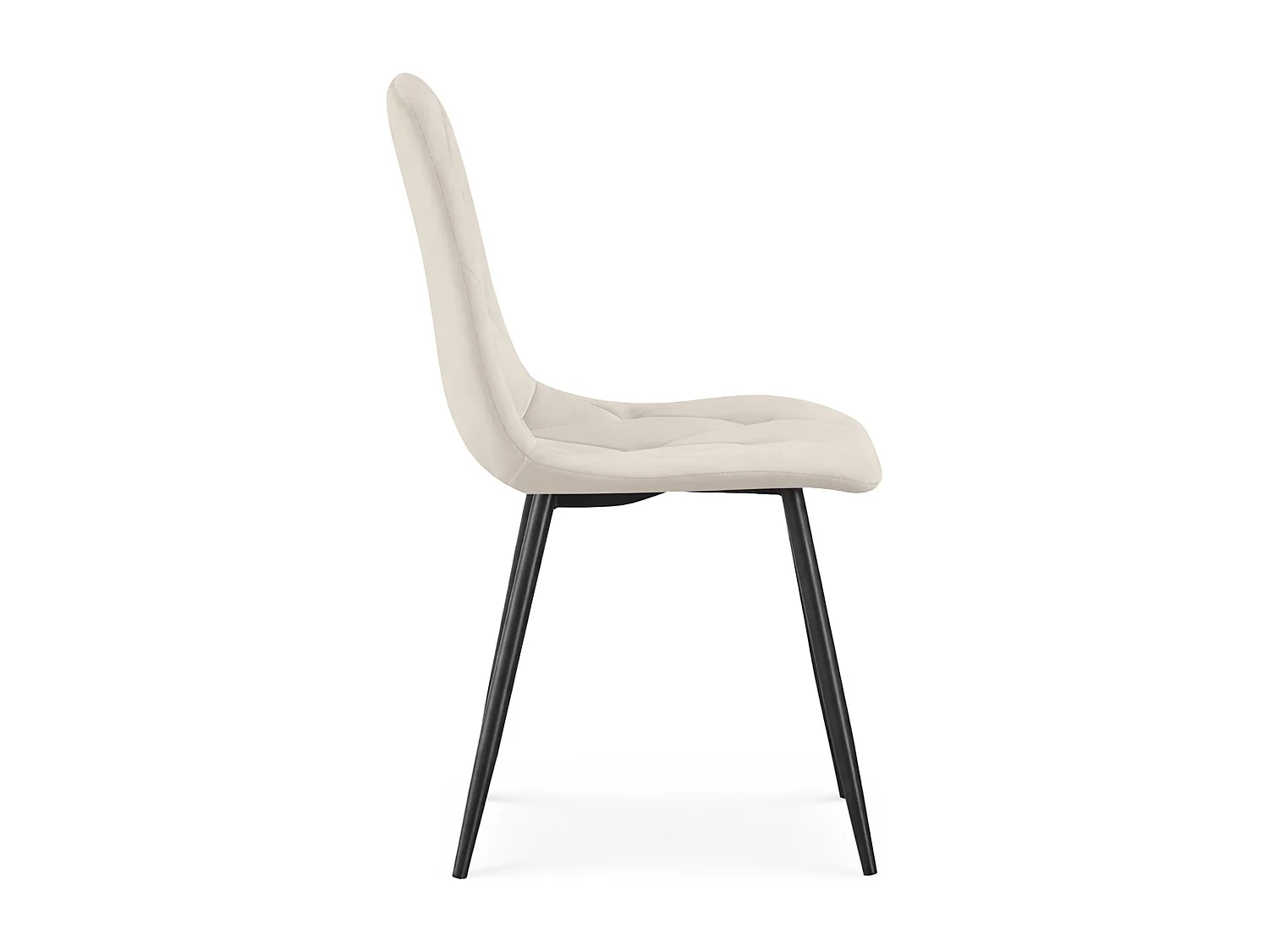 Lot de 8 Chaises en velours matelassées MILO Beige pieds noirs