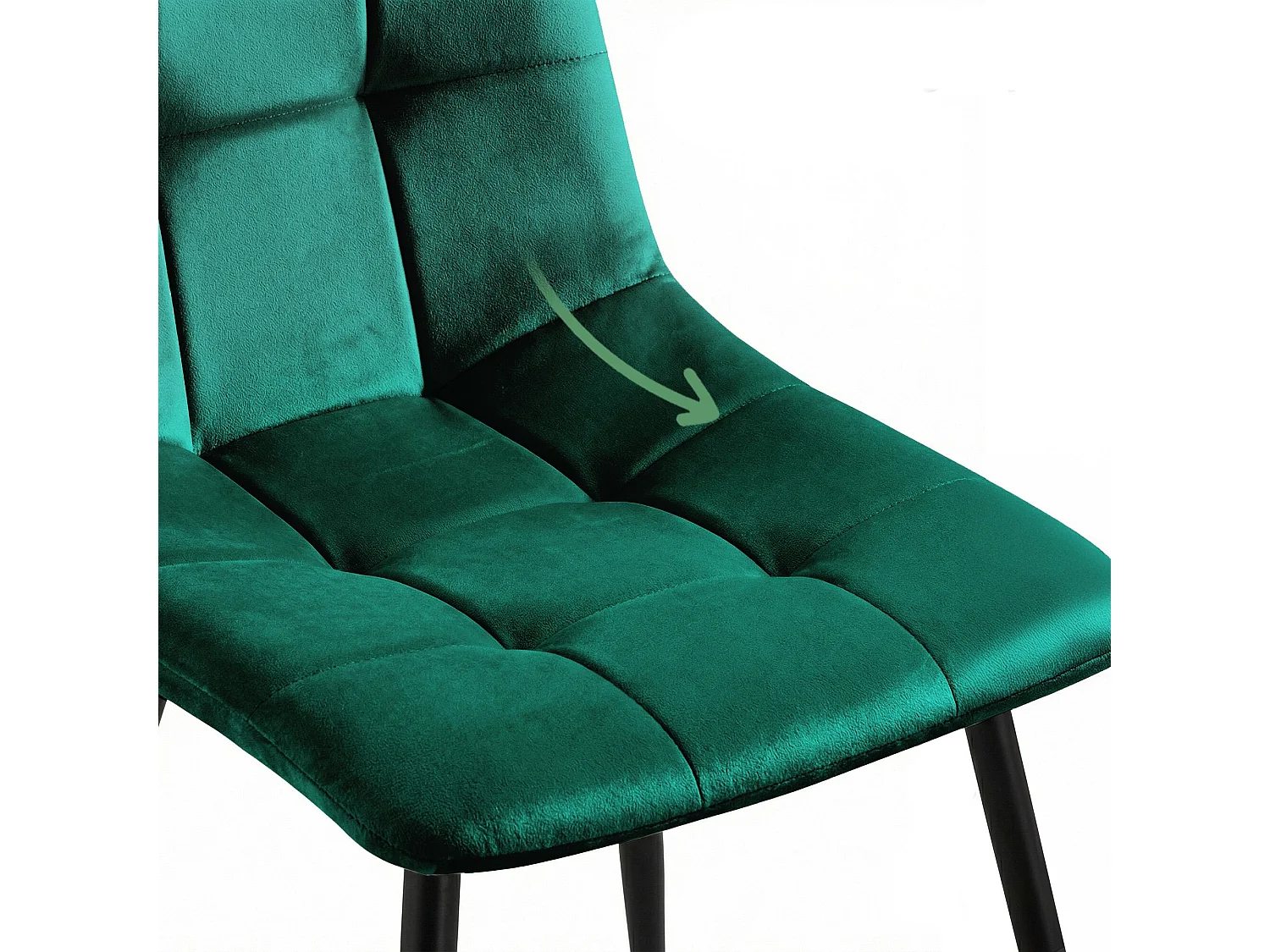 Conjunto de 8 Cadeiras estofadas NERO Verde Garrafa com pernas pretas
