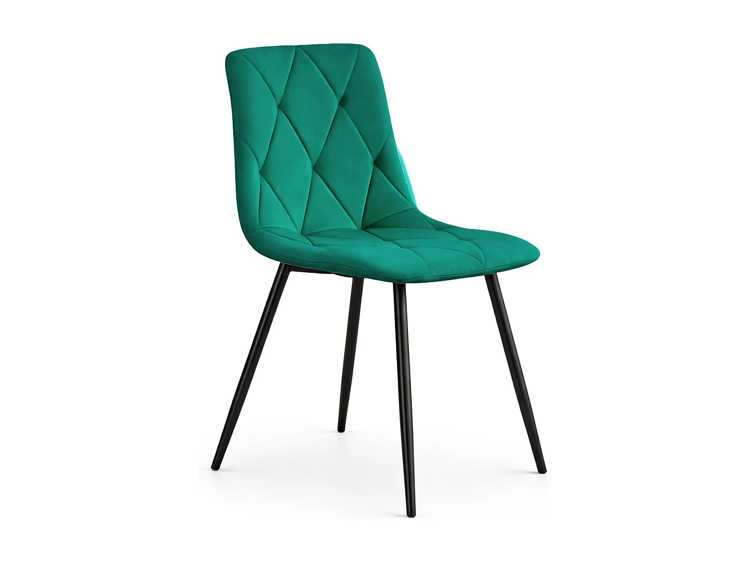 Chaise en velours matelassée MILO Vert Bouteille pieds noirs