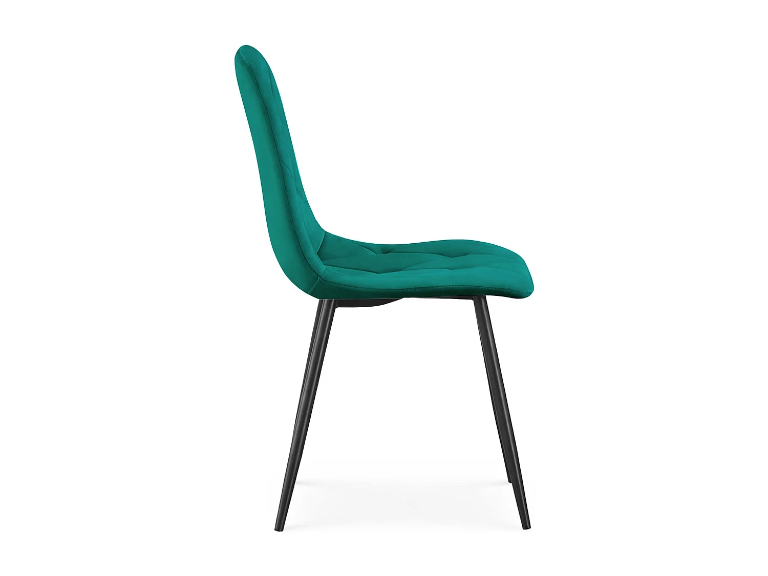 Chaise en velours matelassée MILO Vert Bouteille pieds noirs