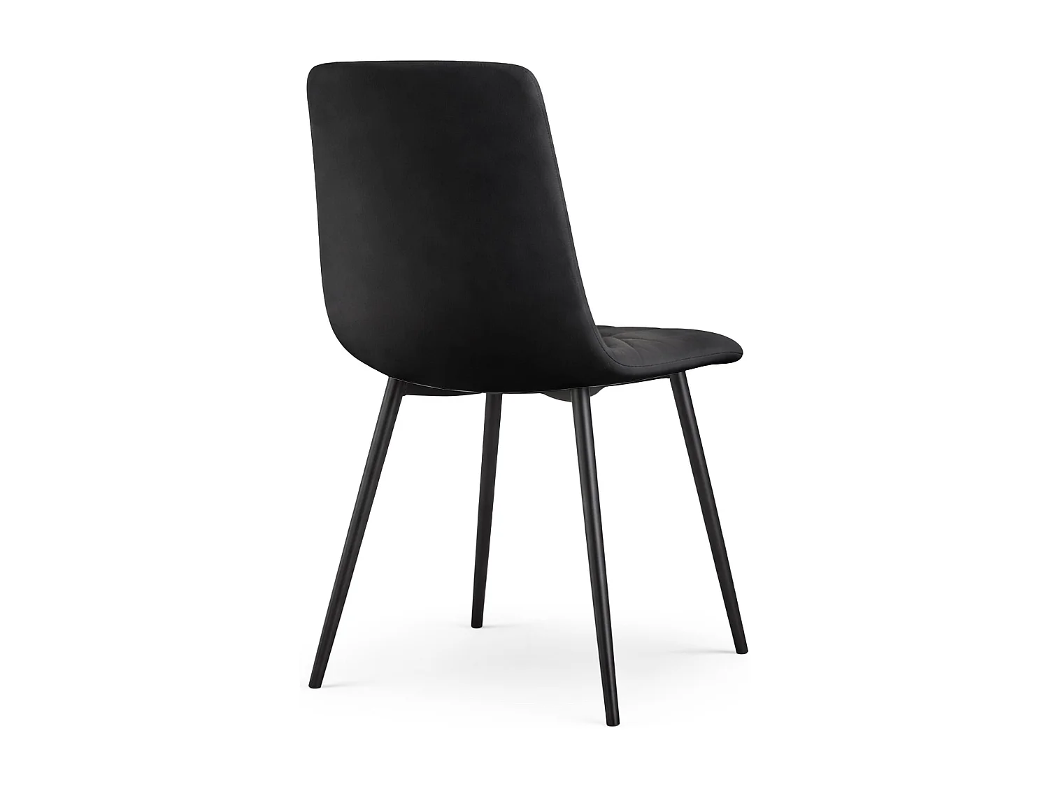 Chaise en velours matelassée MILO Noire pieds noirs