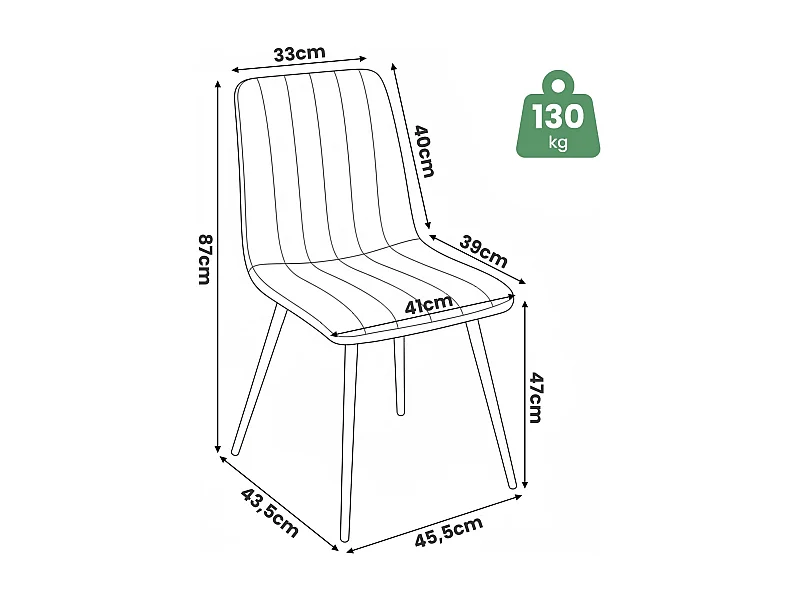 Set van 2 Eetkamerstoelen LIVO / Gestoffeerde Stoelen / Fluwelen Stoelen en Metalen Poten / Zwart met zwarte benen