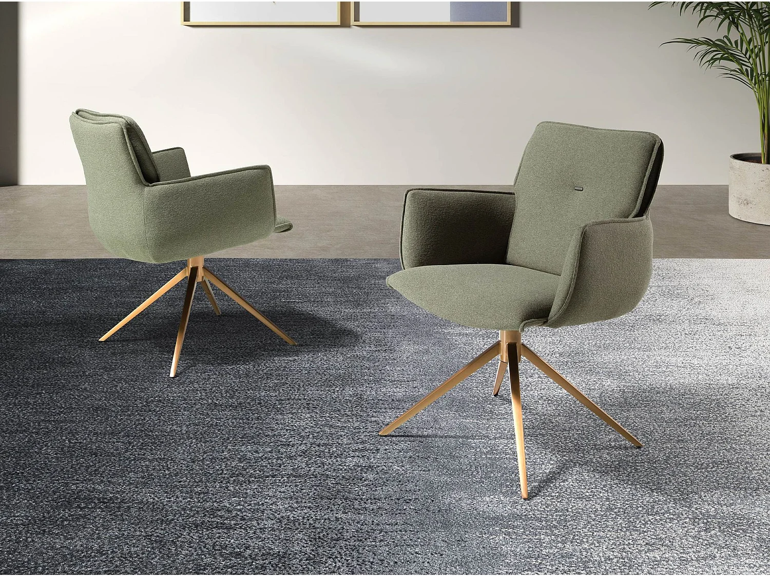 Cadeira giratória em tecido verde azeitona 4238 ANGEL CERDA