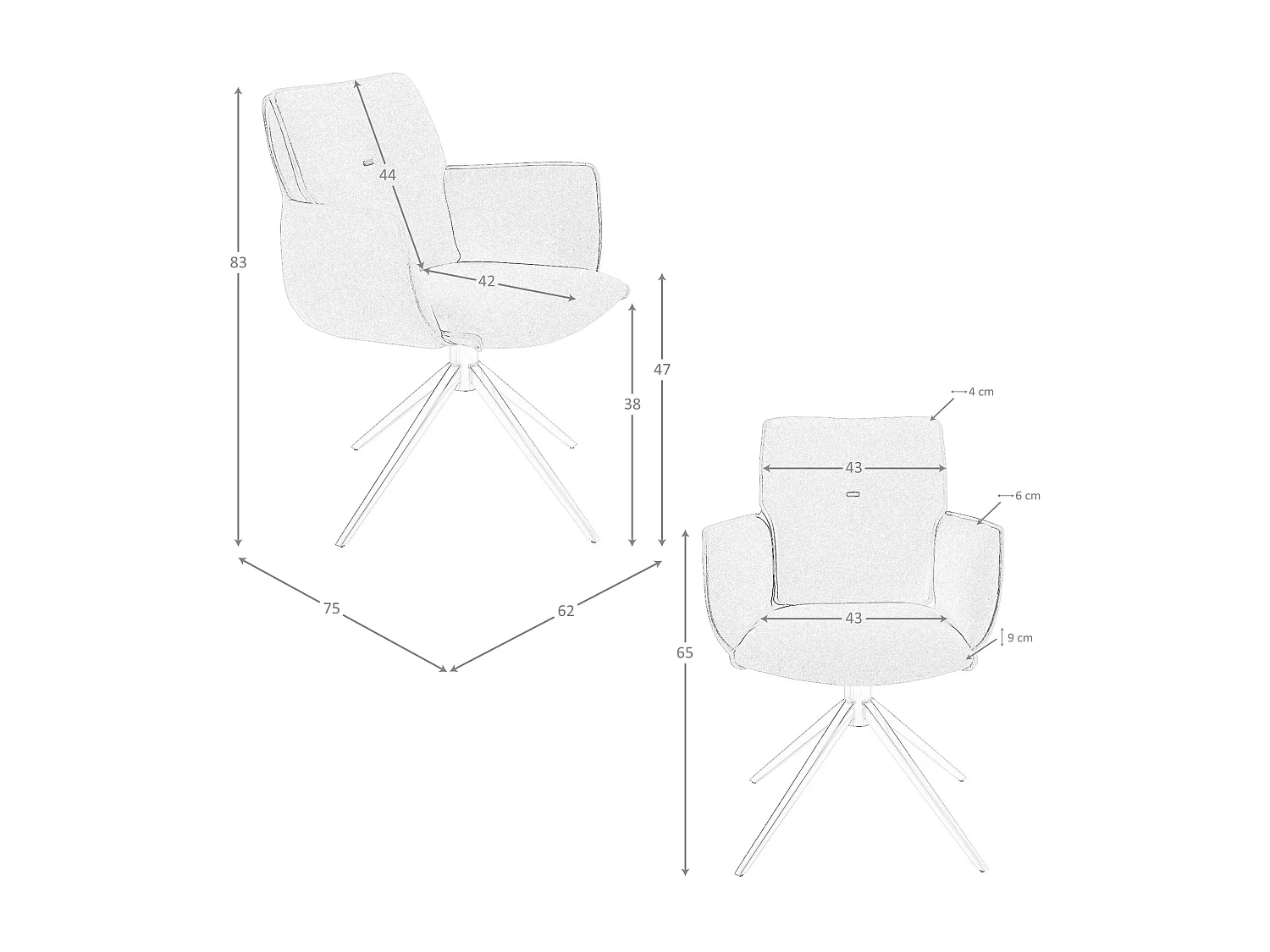 Cadeira giratória em tecido verde azeitona 4238 ANGEL CERDA