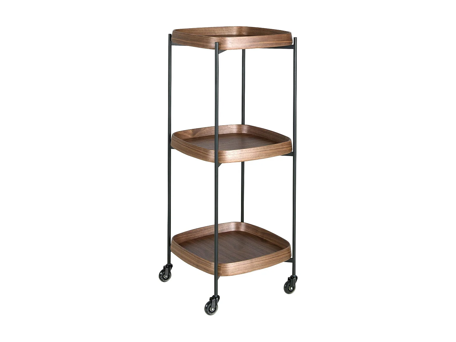 Minibar-Servierwagen aus Nussbaumholz und schwarzem Stahl 3291 ANGEL CERDA