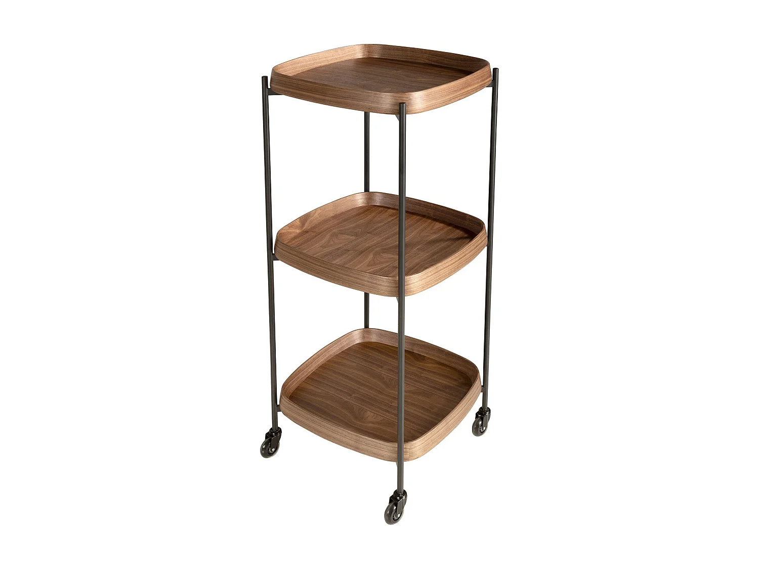 Minibar-Servierwagen aus Nussbaumholz und schwarzem Stahl 3291 ANGEL CERDA