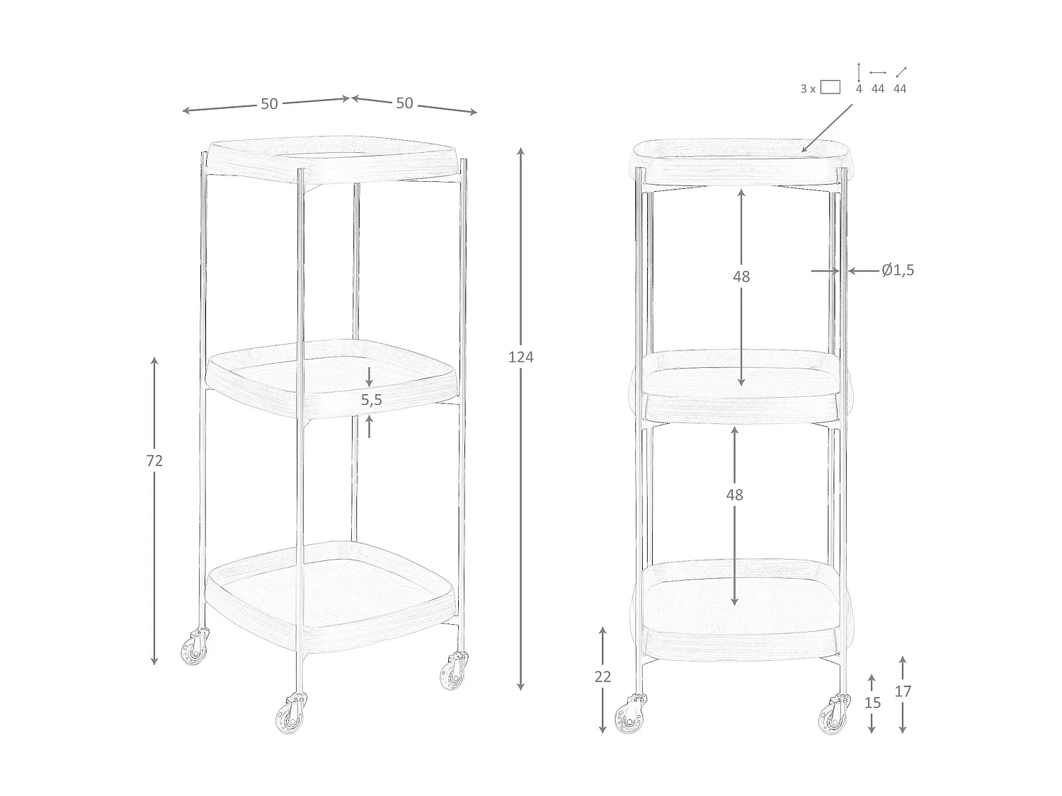 Minibar-Servierwagen aus Nussbaumholz und schwarzem Stahl 3291 ANGEL CERDA