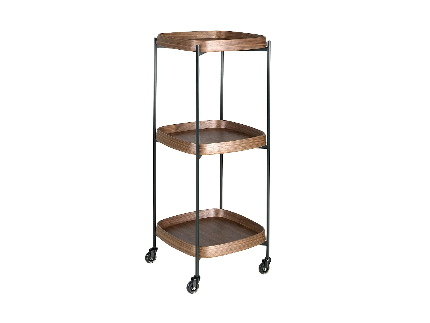 Minibar trolley van walnoot en zwart staal 3291 ANGEL CERDA