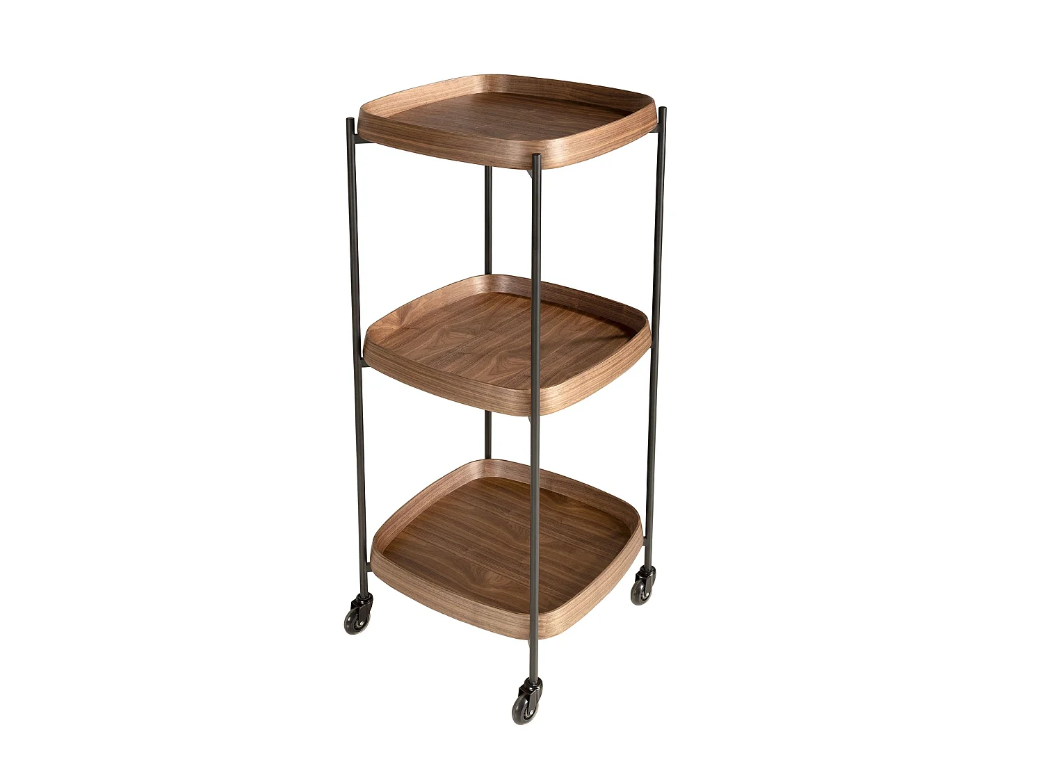 Minibar trolley van walnoot en zwart staal 3291 ANGEL CERDA