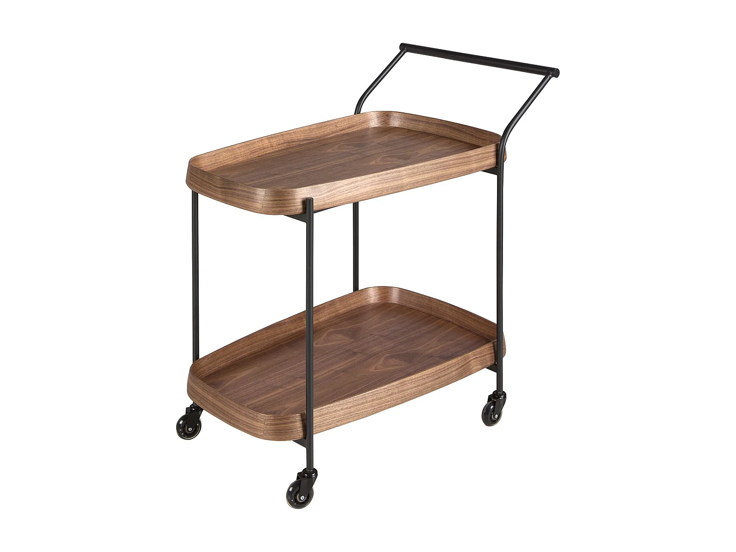 Minibar trolley van walnoot en zwart staal 3290 ANGEL CERDA