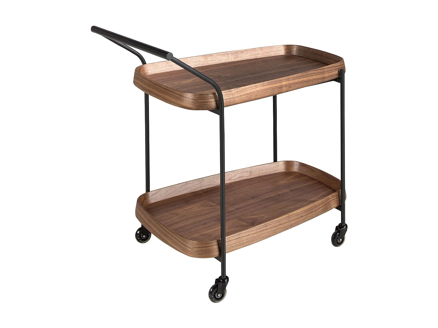 Minibar trolley van walnoot en zwart staal 3290 ANGEL CERDA