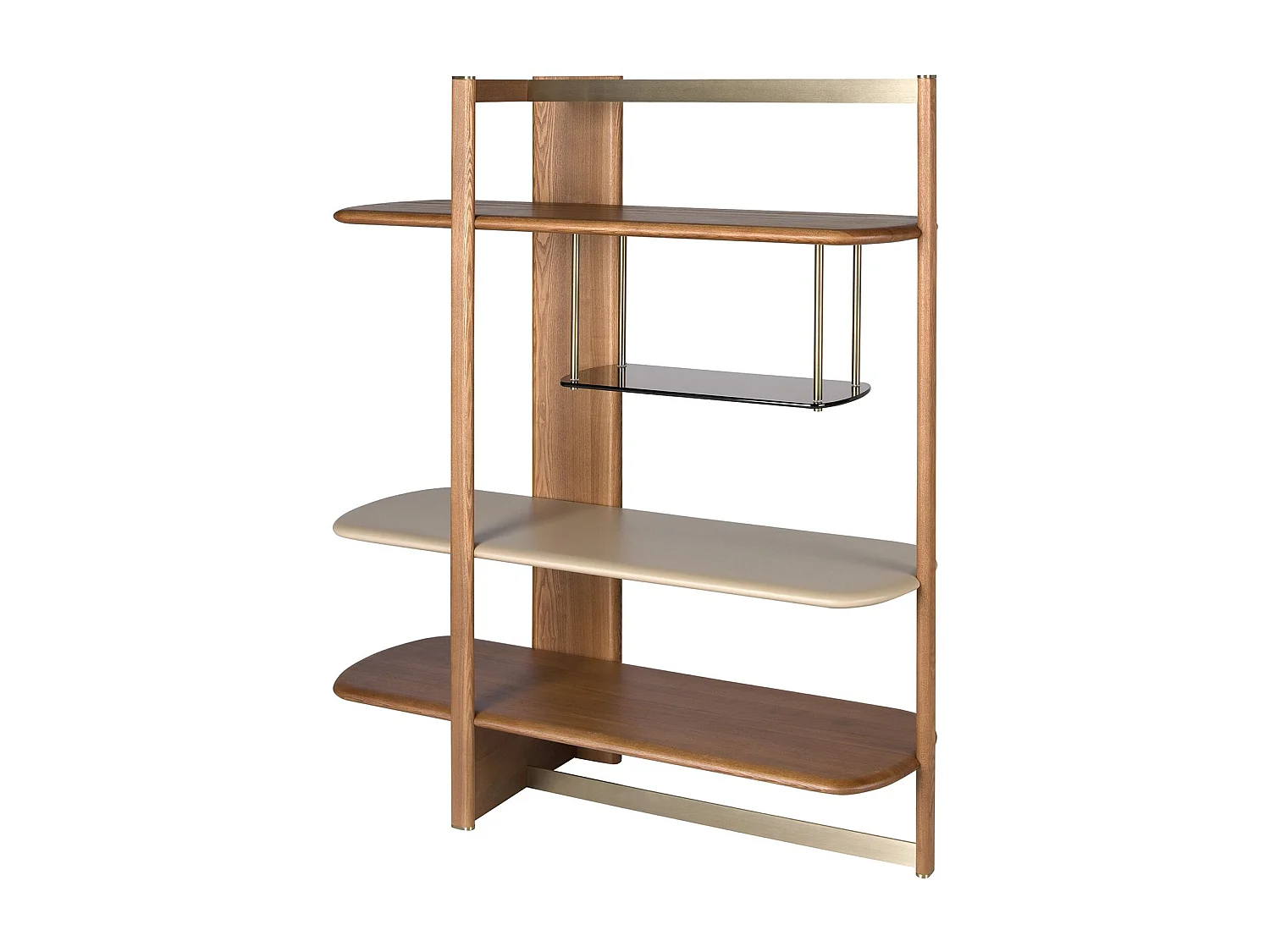 Linkes rechteckiges Regal aus hellem Nussbaumholz und Holz in Greige-Farbe 3300 ANGEL CERDA