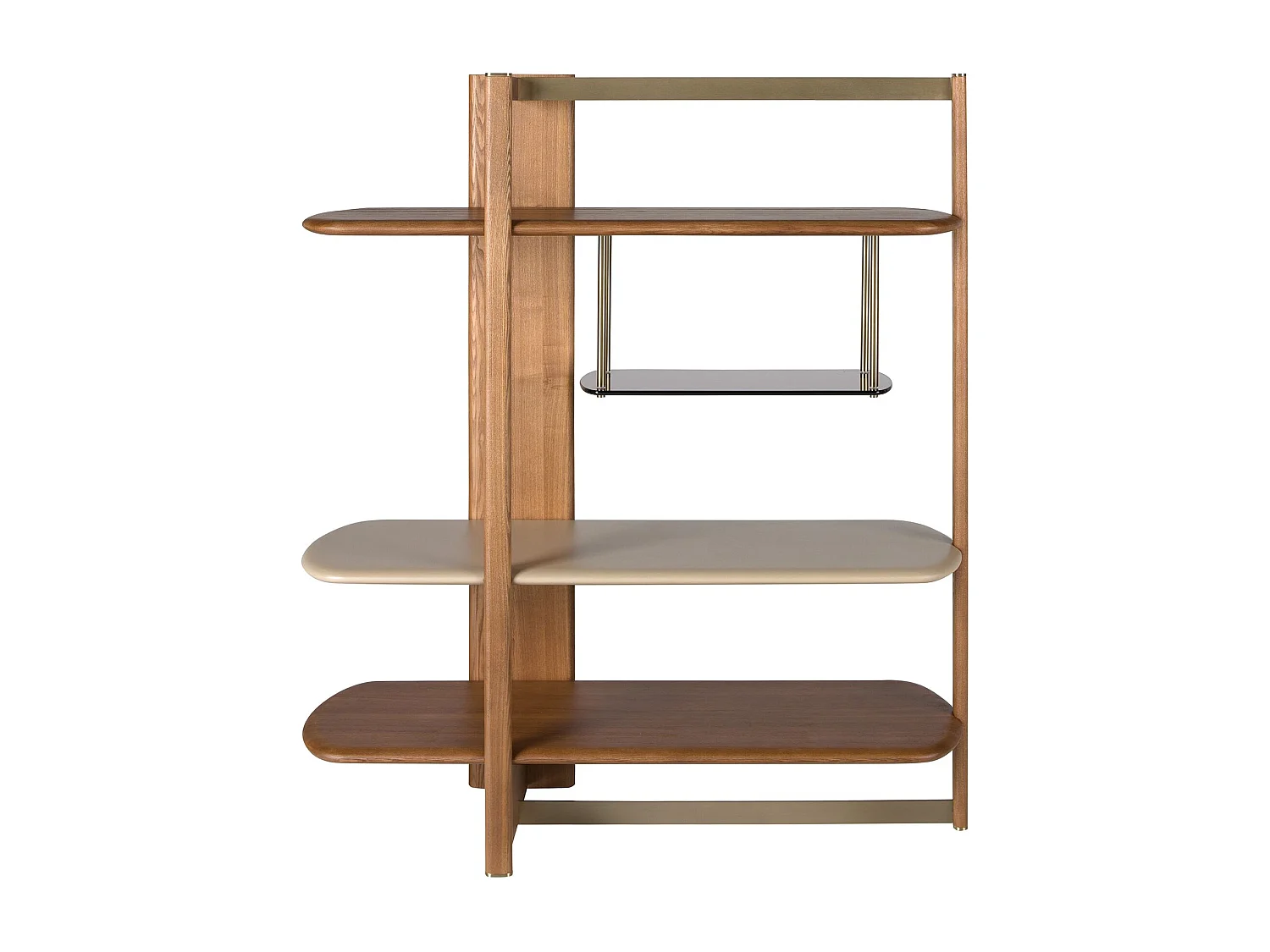 Linkes rechteckiges Regal aus hellem Nussbaumholz und Holz in Greige-Farbe 3300 ANGEL CERDA