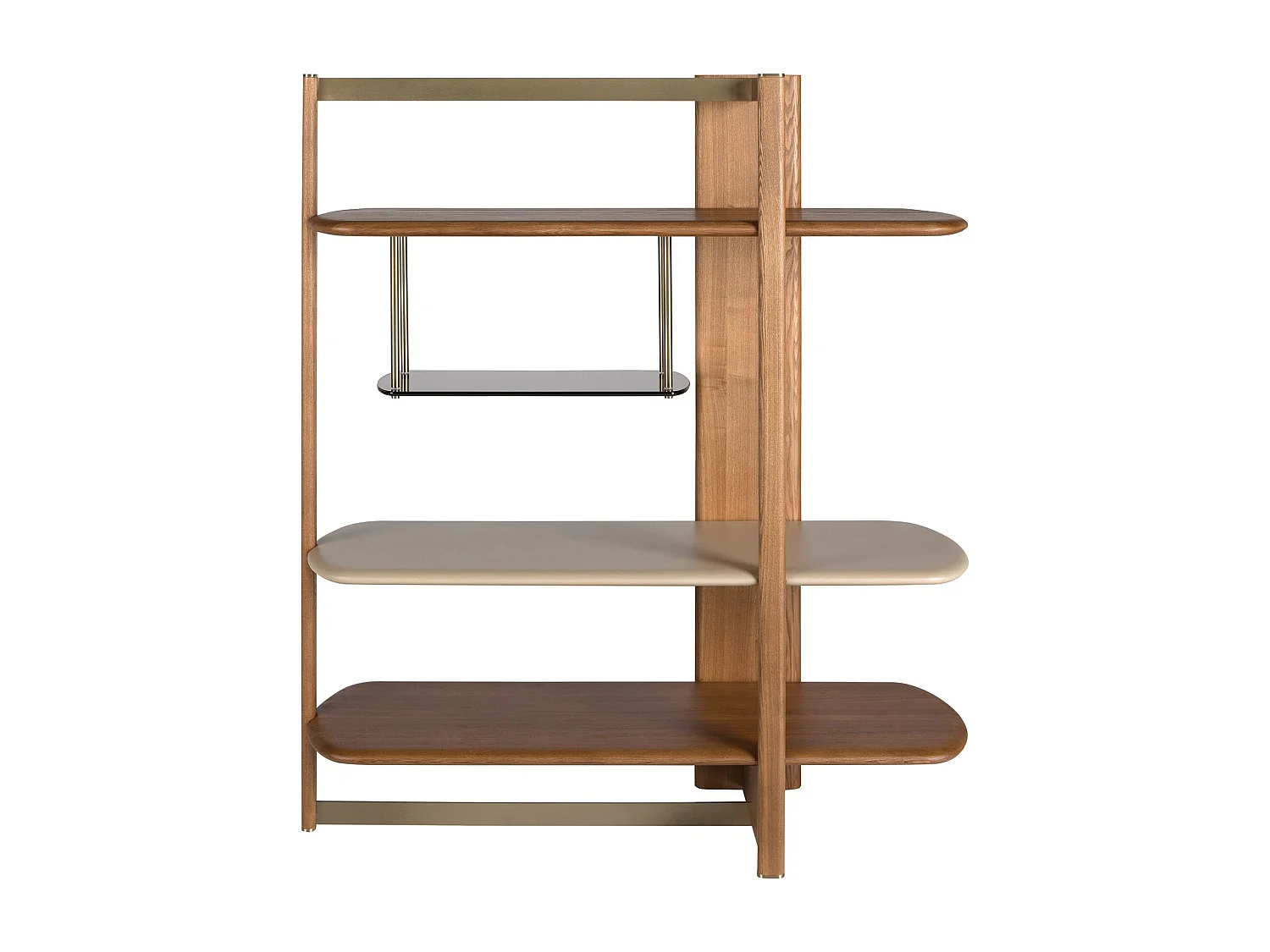 Rechtes rechteckiges Regal aus hellem Nussbaumholz und Holz in Greige-Farbe 3299 ANGEL CERDA