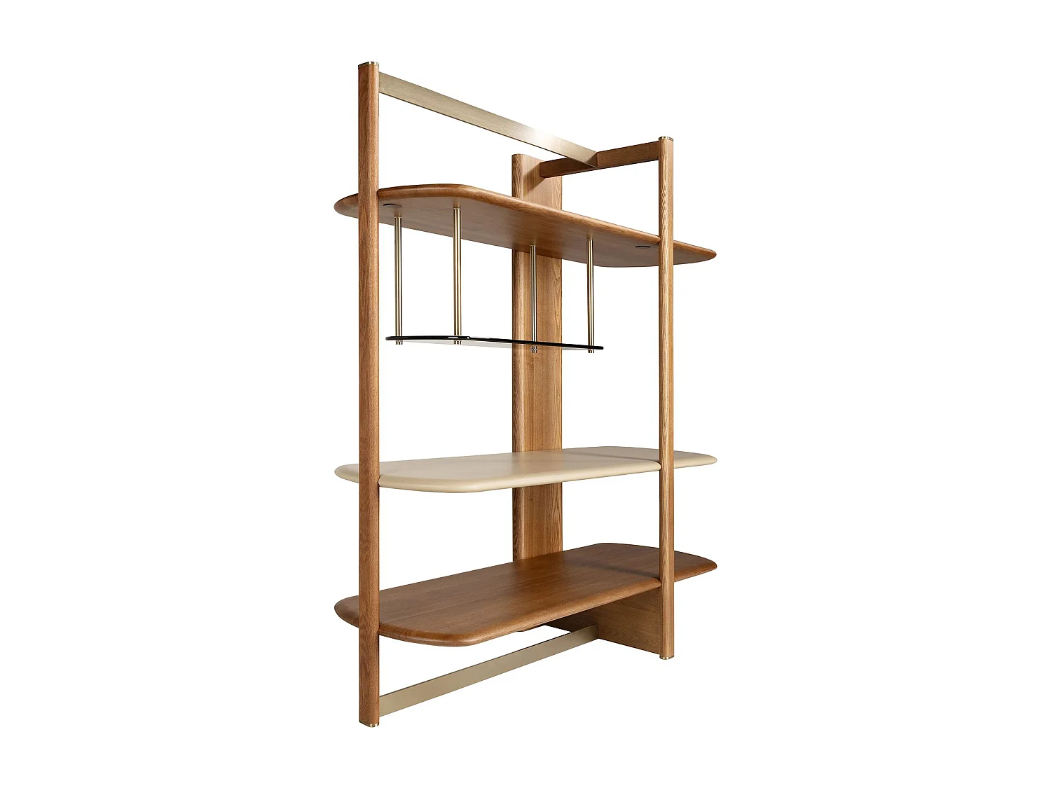 Rechtes rechteckiges Regal aus hellem Nussbaumholz und Holz in Greige-Farbe 3299 ANGEL CERDA
