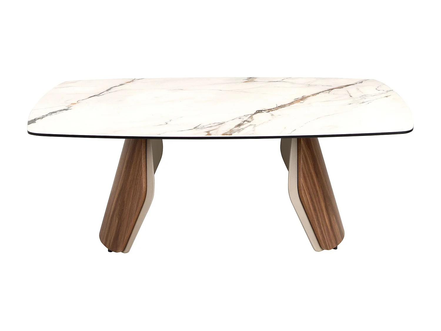 Ovaler Couchtisch aus Feinsteinzeug, metallisiertem Sandstahl und Nussbaumholz 2167 ANGEL CERDA