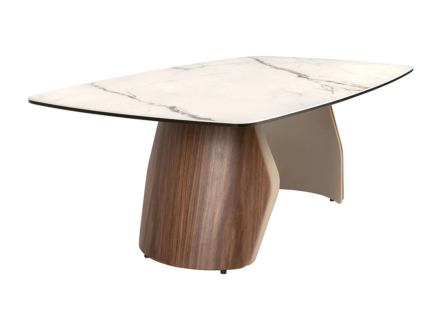 Ovaler Couchtisch aus Feinsteinzeug, metallisiertem Sandstahl und Nussbaumholz 2167 ANGEL CERDA