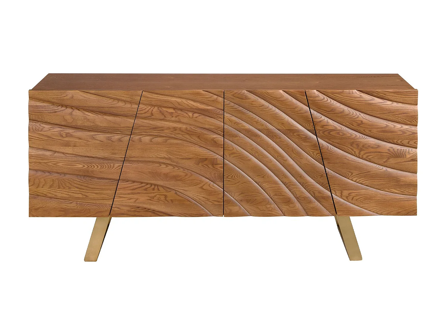 Sideboard in light walnut and polished gold-coloured steel 3298 ANGEL CERDA