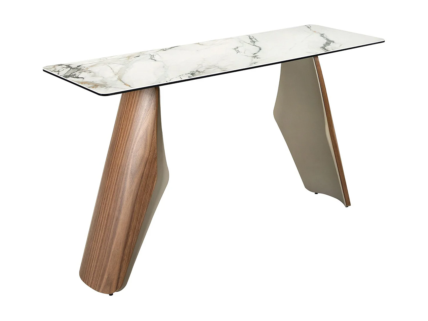 Rechteckige Konsole aus Feinsteinzeug, metallisiertem Sandstahl und Nussbaumholz 3296 ANGEL CERDA