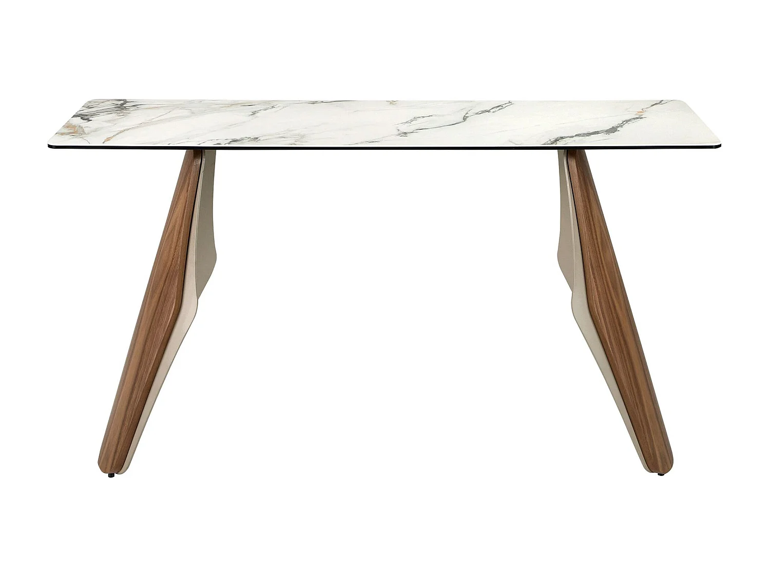 Rechteckige Konsole aus Feinsteinzeug, metallisiertem Sandstahl und Nussbaumholz 3296 ANGEL CERDA