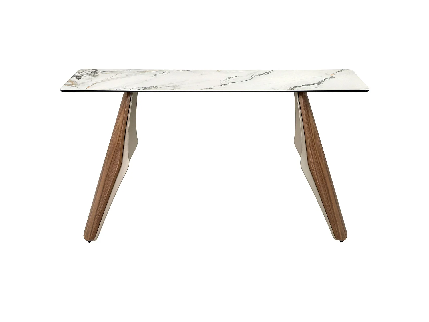 Console rectangulaire en marbre porcelainé, acier sable métallisé et noyer 3296 ANGEL CERDA