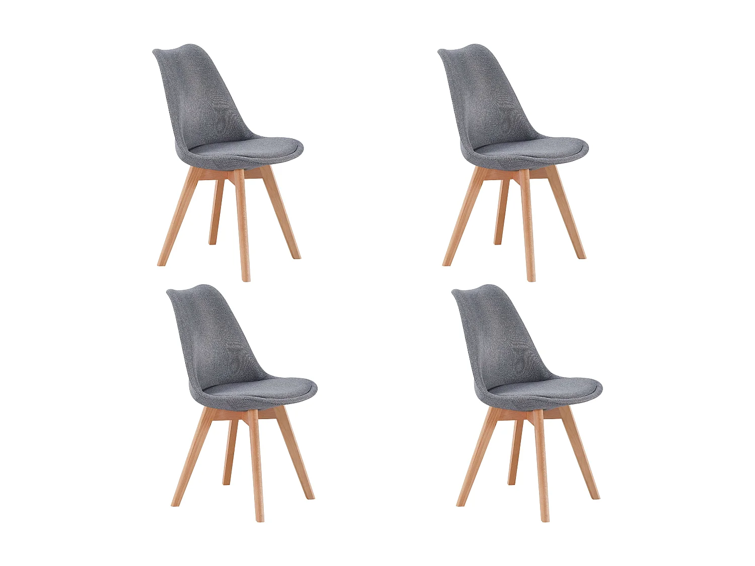 Conjunto de jantar bistrô cinza (4 cadeiras estofadas) 84x48x54 cm
