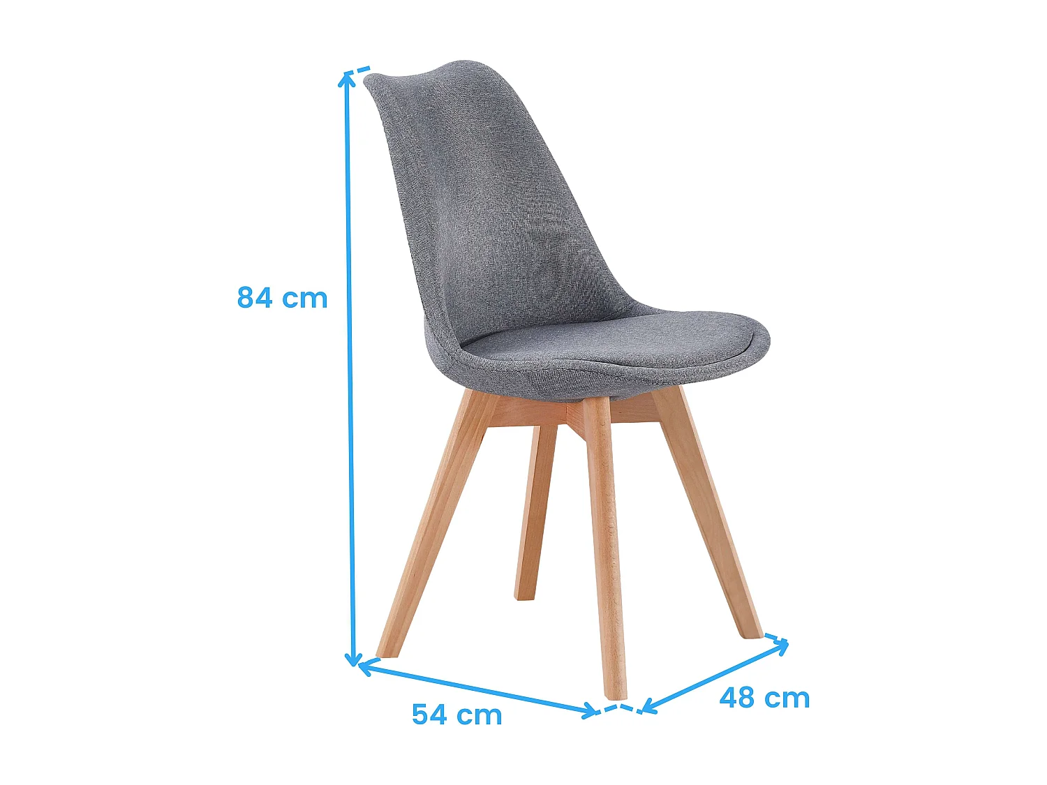 Conjunto de jantar bistrô cinza (4 cadeiras estofadas) 84x48x54 cm