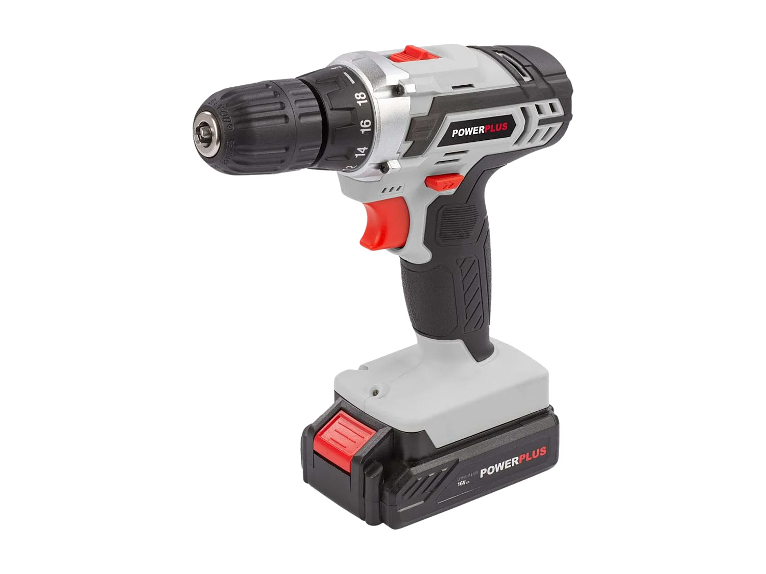 Taladro Atornillador Inalámbrico 16V con Batería 1300 mAh y Cargador, 2 Velocidades, 18 Niveles de Par, Luz LED y 7 Brocas