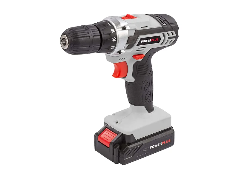 Taladro Atornillador Inalámbrico 16V con Batería 1300 mAh y Cargador, 2 Velocidades, 18 Niveles de Par, Luz LED y 7 Brocas