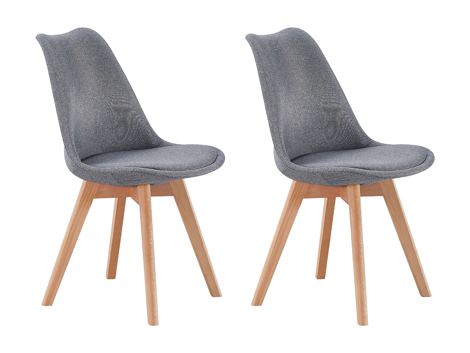 Pack comedor Bistro gris y roble 2 sillas de comedor tapizadas 84x48x54 cm