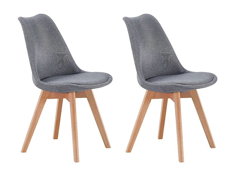 Pack comedor Bistro gris y roble 2 sillas de comedor tapizadas 84x48x54 cm