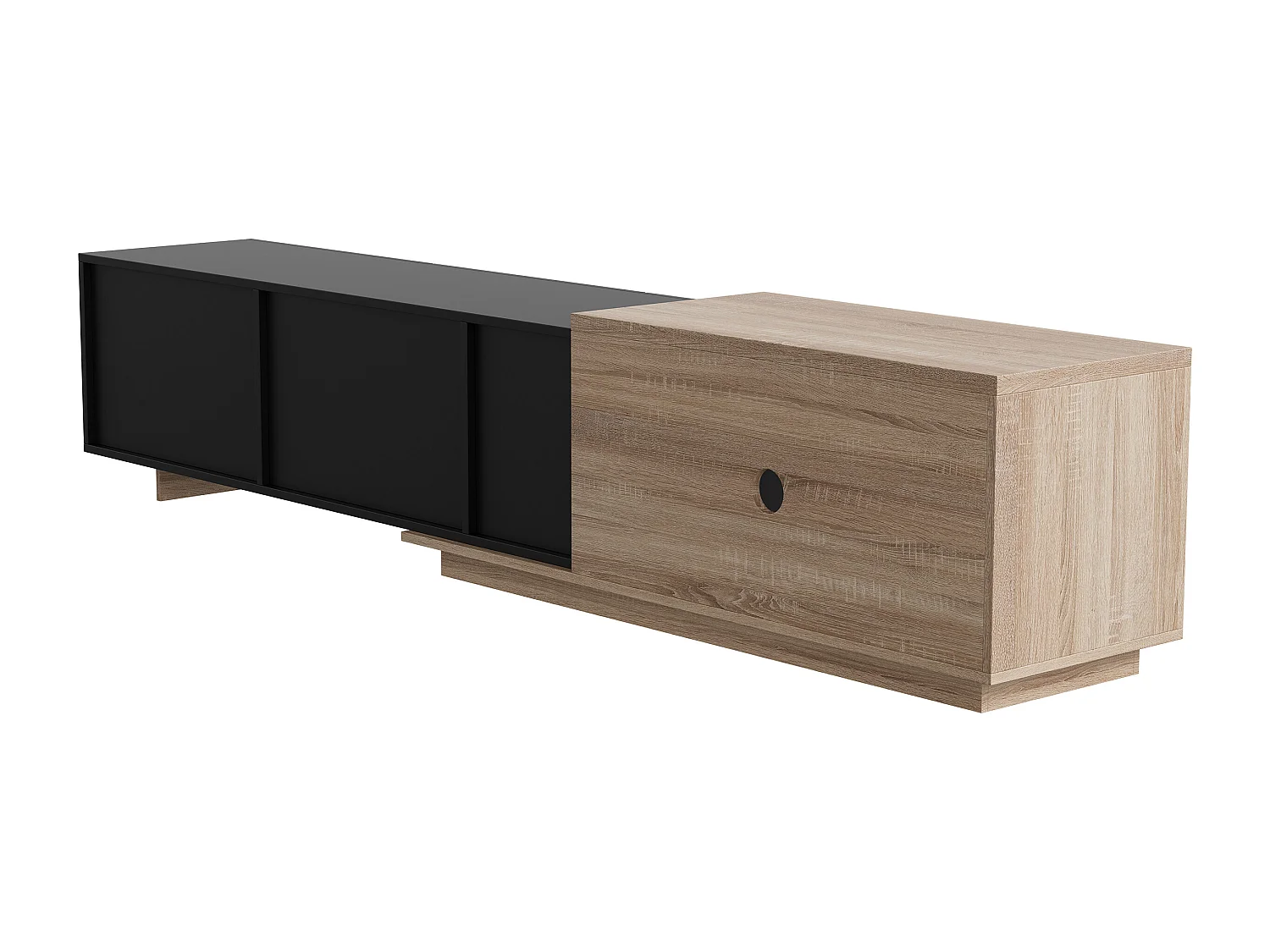 Supports de télévision extensibles avec éclairage LED - Cabinet de télévision - Mobilier de télévision modulaire de console multimédia, rangement ouvert et tiroirs