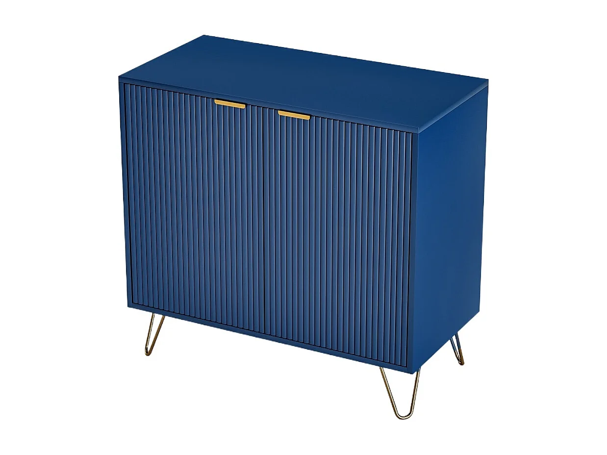 Commode avec 2 portes - Cuisine polyvalente - Armoire de rangement moderne pour la cuisine du salon - Bleu foncé