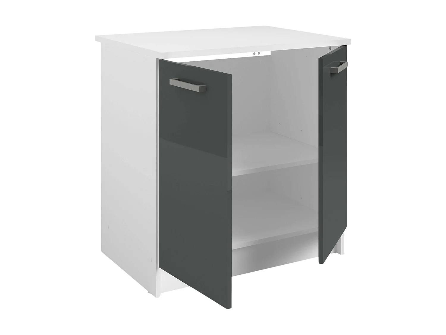 Módulo fregadero cocina Vetro 2 puertas encimera blanca 84x80x60cm