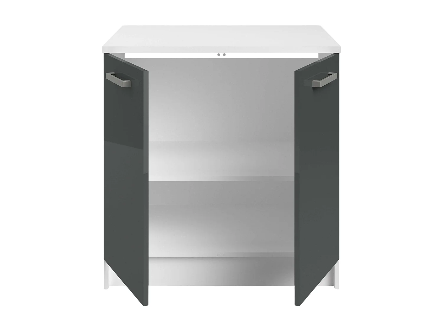 Módulo fregadero cocina Vetro 2 puertas encimera blanca 84x80x60cm