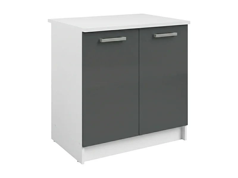 Módulo fregadero cocina Vetro 2 puertas encimera blanca 84x80x60cm