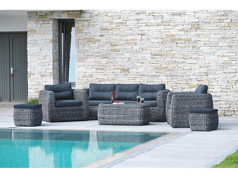 Salón de jardín 7 plazas de resina trenzada