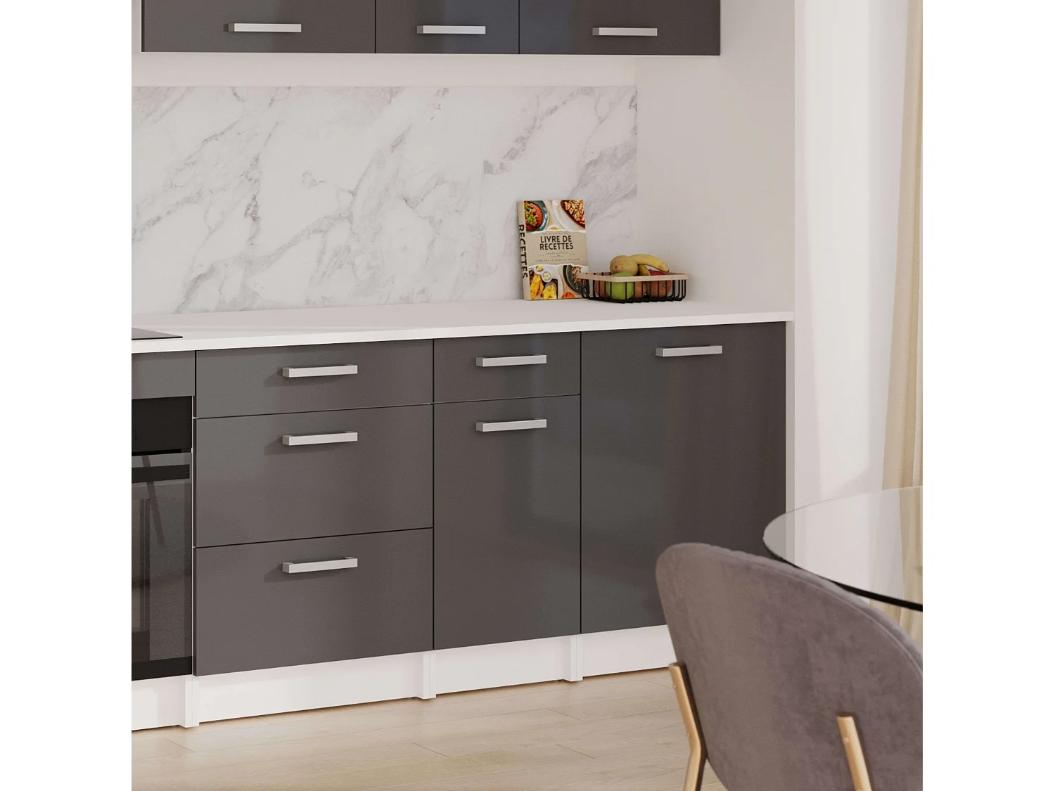 Módulo bajo de cocina Vetro 1 cajón 1 puerta melamina 84x40x60 cm